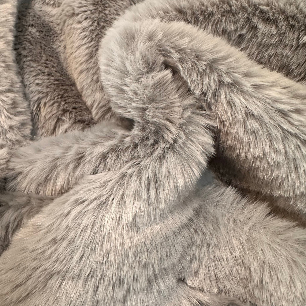 Fat Face (UK) Silver-Grey Faux Fur Jacket | Y2K Minimal Luxe Coat | US 8/ UK 12 - Picture 8 of 13